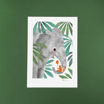 Elephant And Squirrel A4 Recycled Art Print, 5 of 5