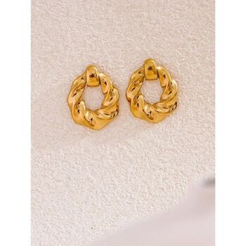 Monaco D’or Gold Baroque Twist Charm Hoop Earrings, 3 of 3