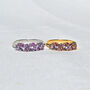 Pink Ruby And Amethyst Pear Cut Half Eternity Band In Sterling Silver And Gold, thumbnail 3 of 12