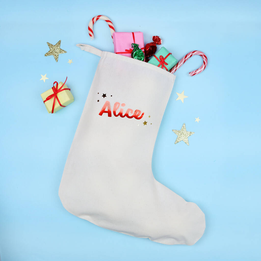 Personalised Foil Name Christmas Stocking