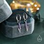 Sterling Silver Enamel Lavender Huggie Hoop Earrings, thumbnail 5 of 10