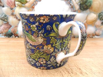 Set Of Six Palace Mugs In William Morris Black Strawberry Thief Design, 9 of 10