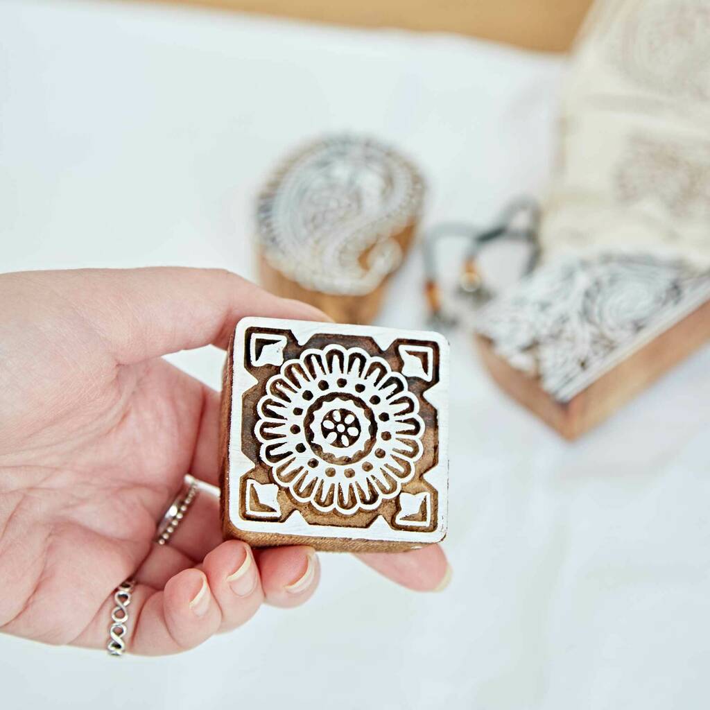 Set Of Three Assorted Mango Wood Printing Blocks By Paper High