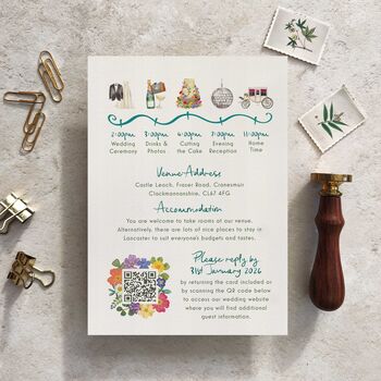 Whimsical Garden Flowers Evening Wedding Invitations, 4 of 8
