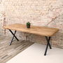 Battersea X Shaped Legs Industrial Oak Dining Table, thumbnail 1 of 7