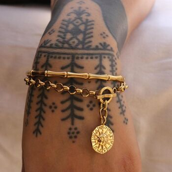 18kt Gold Plated Bamboo Hinged Bangle, 2 of 6