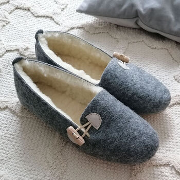 Felt Slippers With Cream Details, 6 of 6