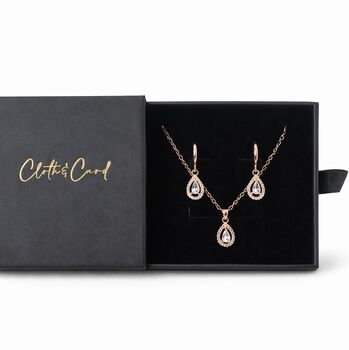 Rose Gold Teardrop Necklace And Earring Set, 2 of 2