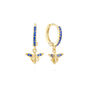 Ines Blue Gold Bee Huggie Earrings, thumbnail 1 of 2