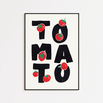 Maximal Tomato Print – Hand Drawn Fruit Illustration With Bold Typography Wall Art, 7 of 7