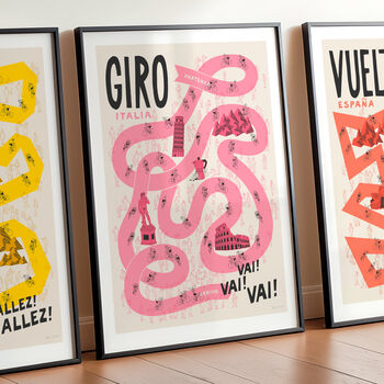 Giro Poster, Cycling Grand Tour Art Print, Gift For Bike Fan, 6 of 8