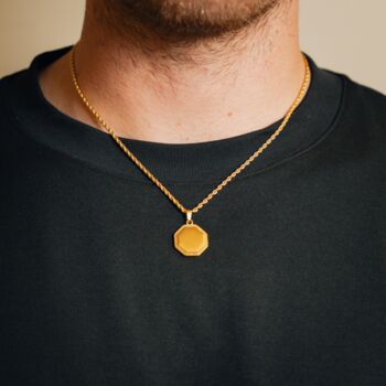 Silver Matte Octagon Stainless Steel Pendant Necklace, 11 of 12