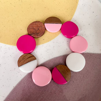 Wood And Resin Circle Bead Stretch Bracelet, 4 of 4