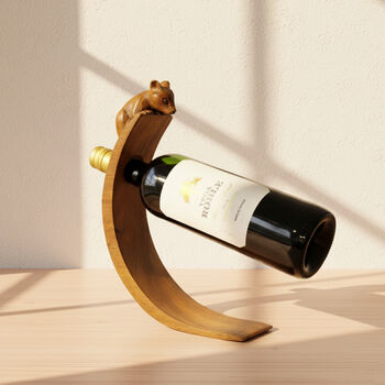 Rabbit And Squirrel Balancing Wooden Wine Bottle Holder, 7 of 12