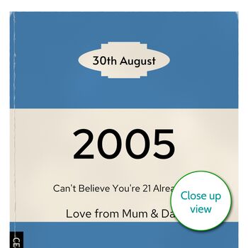Personalised 21st Birthday Print 2005 Book Cover Gift, 10 of 12