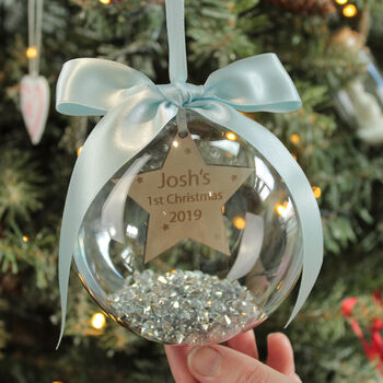 Personalised Star Baby's First Christmas Bauble, 2 of 7