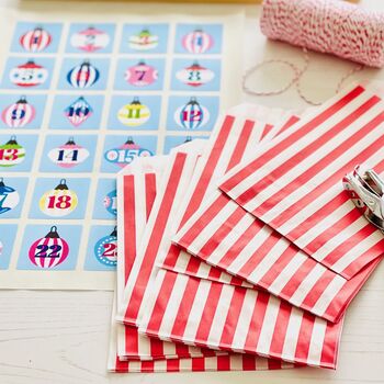 Christmas Bauble Advent Calendar Stickers And Bags, 3 of 6