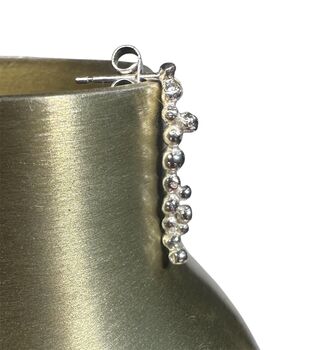 Long Handmade Sterling Silver Pebble Earrings, 4 of 7