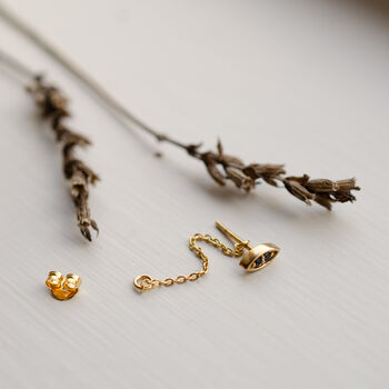 Marquise Personalised Birthstone Chain Drop Earrings, 5 of 9