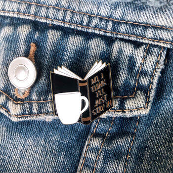 'Stay In' Introvert Personalised Books Enamel Pin, 5 of 6