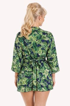 Fern Print Satin Wrap Dressing Gown, 5 of 6