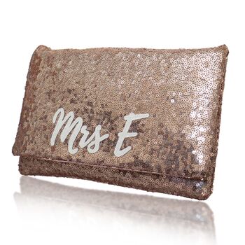 Rose Gold Sequin Personalised Name Clutch, 5 of 6