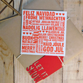 Multi Language Letterpress Christmas Card Or Pack, 2 of 2