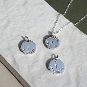 Personalised Handstamped Initial And Date Disc Necklace, 4 of 12