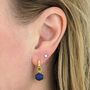 The Hexagon Lapis Lazuli Gold Plated Gemstone Earrings, thumbnail 2 of 5