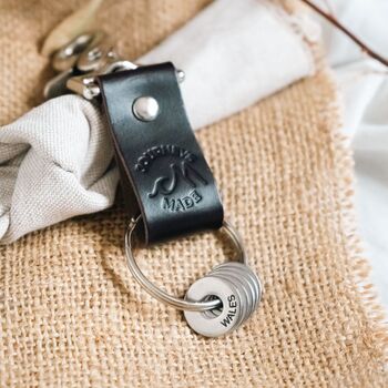 Personalised Brown Leather Anniversary Travel Keyring, 4 of 4