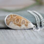 Teardrop Fossilized Coral Necklace In Sterling Silver, thumbnail 3 of 4