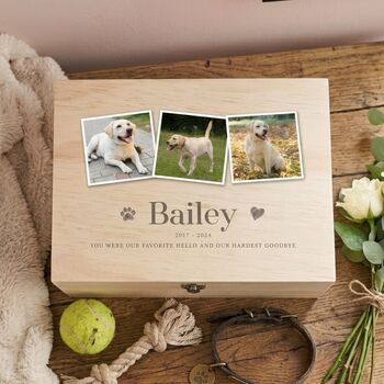 Personalised Three Photo Pet Memorial Keepsake Box, 2 of 12