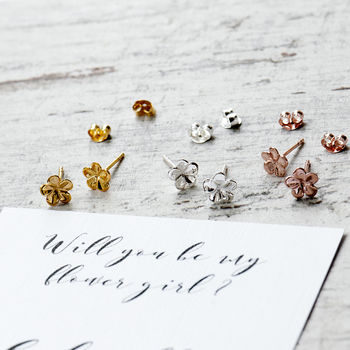 Personalised Will You Be My Flower Girl Stud Earrings, 5 of 12