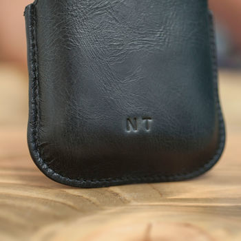 Black Hip Flask With Personalised Leather Sleeve, 5 of 7