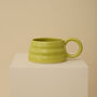 Chartreuse Handmade Wavy Ceramic Mug, thumbnail 1 of 6