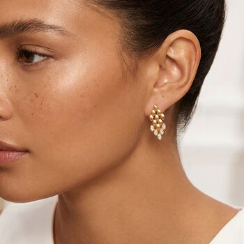 Gold Statement Drop Earrings With Stones, 2 of 3