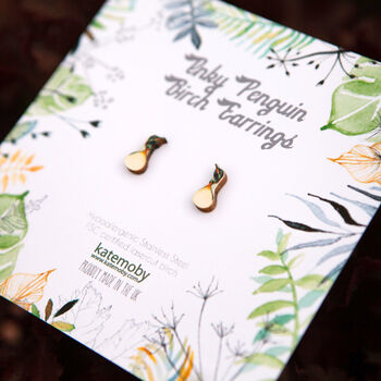 Inky Penguin Birch Hypoallergenic Tiny Stud Earrings, 9 of 9