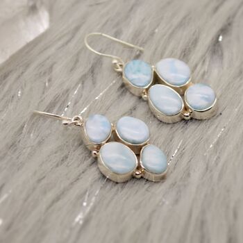 Larimar Drop Earrings: Sterling Silver Blue Gemstone, 9 of 12