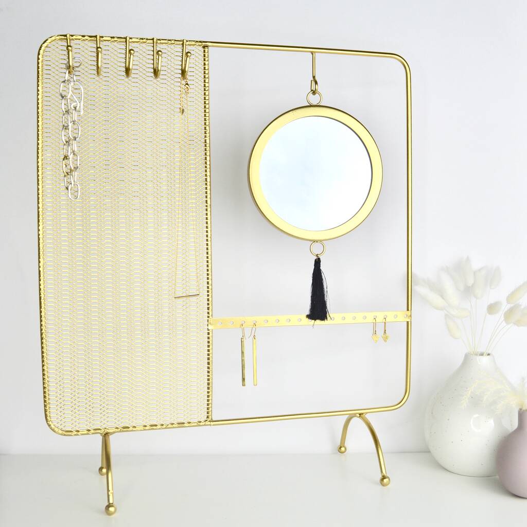 Gold Jewellery Stand And Mirror By Not A Jewellery Box