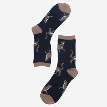 Women's Bamboo Socks Black Cheetah, 2 of 2