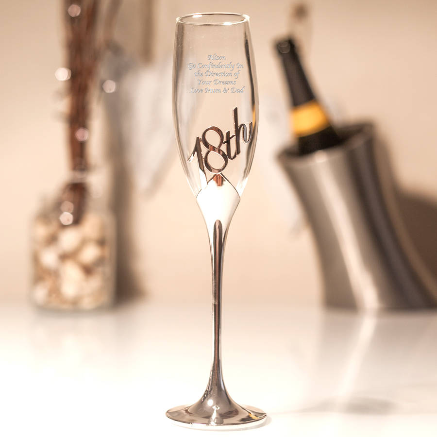 engraved 18th birthday champagne glass silver plated by giftsonline4u ...