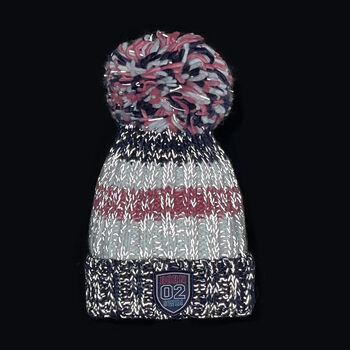 Navy Pink Reflective Super Bobble Hat, 4 of 7