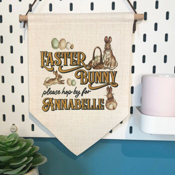 Personalised Easter Bunny Stop Here Sign Banner, 3 of 10