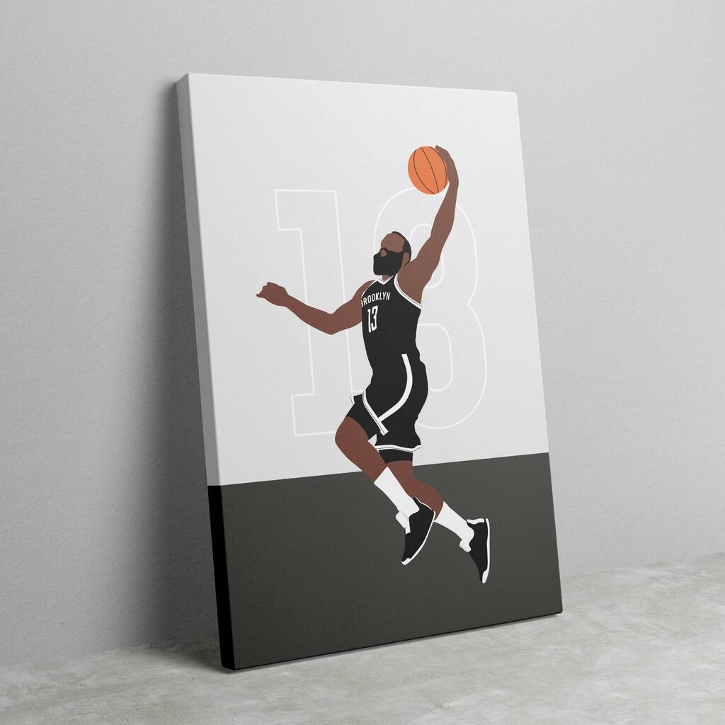 James Harden Brooklyn Nets Basketball Canvas By Jack's Posters ...