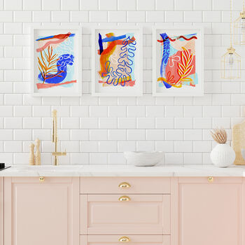 Orange And Blue Abstract Print Set Of Three, 4 of 12
