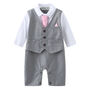 Baby Boy's All In One Outfit With Tie And Handkerchief, thumbnail 2 of 5