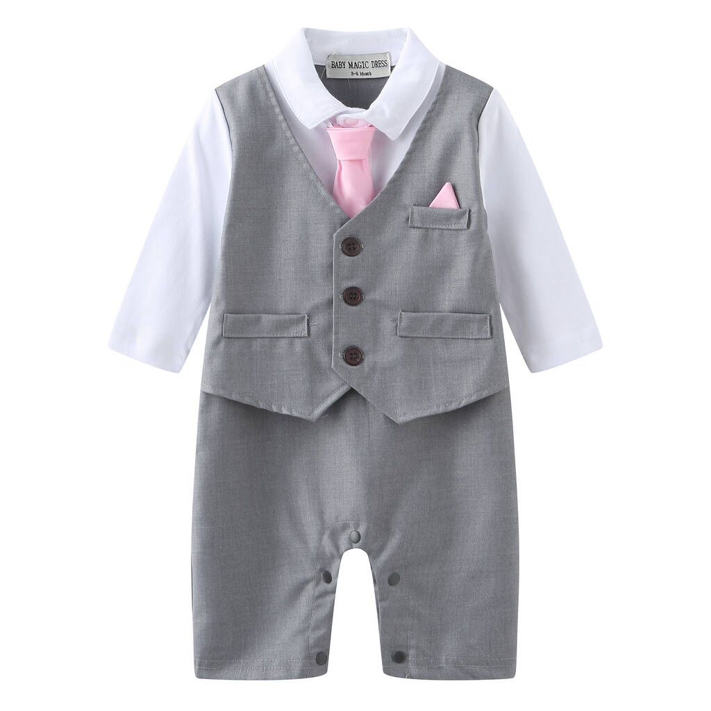 Baby Boy's All In One Outfit With Tie And Handkerchief By baby magic ...