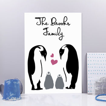 Personalised Family Penguin Print, 3 of 5
