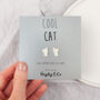 Cool Cat Black Or White Kitten Silver Stud Earrings, thumbnail 2 of 9