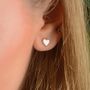 Gold Pearl Heart Studs, thumbnail 1 of 8
